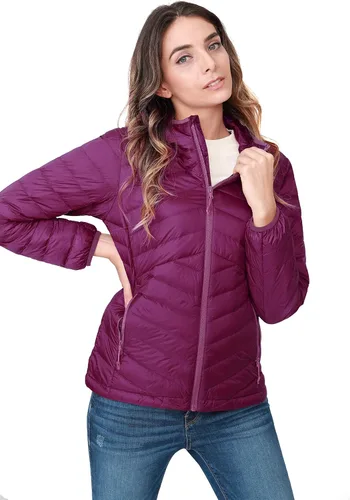 Vista 4 de CAMEL CROWN Chaqueta ligera con capucha para mujer, abrigos aislados acolchados y plegables