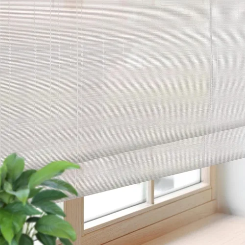 Vista 9 de Persianas de Bambú Opacas sin Cordón para Ventanas, Persianas Romanas de Filtrado de Luz con Cenefa de 6 Pulgadas de Alto, con Forro Oscurecedor