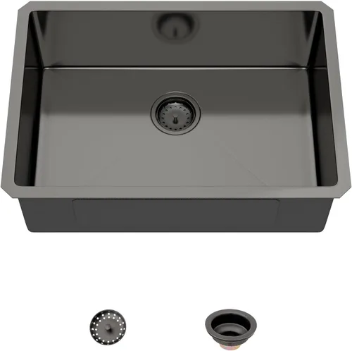 Vista 39 de Mocoloo Fregadero de barra bajo encimera de 13 pulgadas color negro plomizo – Fregadero de cocina pequeño de acero inoxidable T304 de 13 x 15