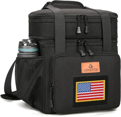 Vista 7 de HSHRISH Lonchera táctica grande expandible para adultos, bolsa de almuerzo duradera aislada con correa para el hombro, bolsa de refrigeración suave
