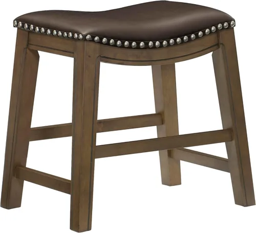 Vista 21 de Homelegance Ordway Taburetes de Altura de Comedor de Madera Maciza - Taburetes de Altura de Mesa Estilo Silla de Montar para Comedor de Transición