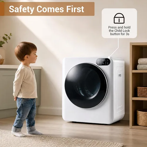 Vista 7 de COSTWAY Secadora de ropa compacta de 1.5 pies cúbicos con panel de control