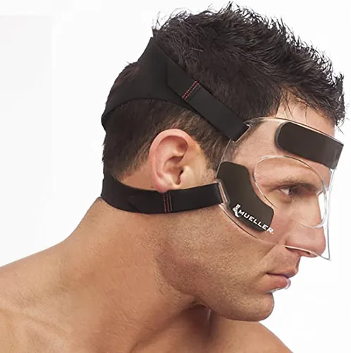 Vista 7 de MUELLER Máscara facial de medicina deportiva para hombres y mujeres, protector facial transparente ajustable, protección de nariz y mejillas