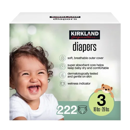 Vista 8 de Kirkland Pañales Signature talla 1 (hasta 14 libras) 192 unidades con toallitas exclusivas para la salud y el aire libre