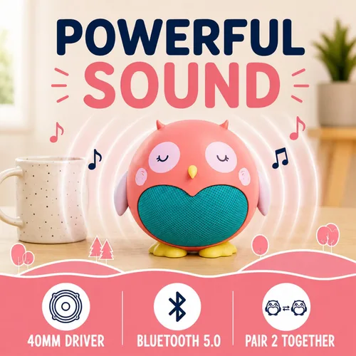 Vista 2 de Planet Buddies Altavoz Bluetooth para niños y niñas con micrófono, mini altavoz Bluetooth portátil inalámbrico, batería de 60 días, para el hogar