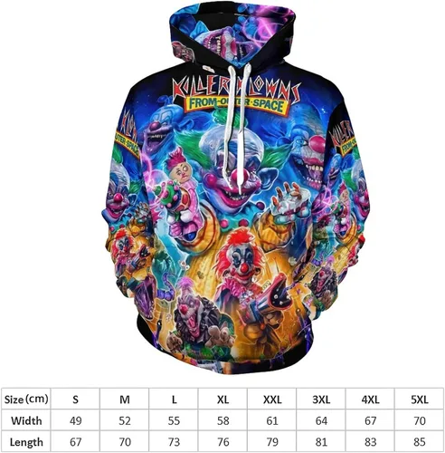 Vista 4 de Killer Klowns from Outer Space - Sudadera unisex con capucha 3D para adolescentes, sudadera casual con bolsillos
