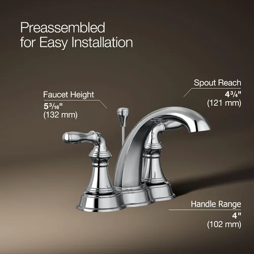 Vista 4 de Kohler K-393-N4-CP Devonshire - Juego de llaves de lavabo, 393-N4-CP