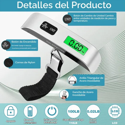 Vista 3 de Visen Báscula digital de equipaje, paquete de 3 básculas