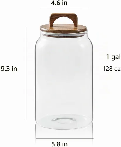 Vista 2 de Sweejar Tarros grandes de cristal para dulces con tapas de madera, tarro de vidrio de 1 galón con tapa, contenedores de almacenamiento