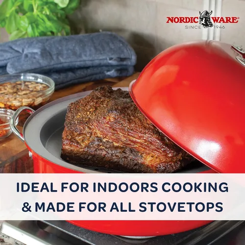 Vista 2 de Nordic Ware Ahumador de Hervidor para Estufa, Tamaño Completo, Rojo