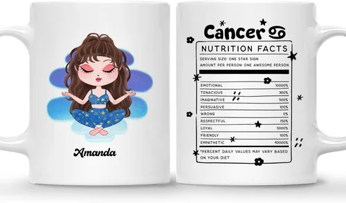 Vista 18 de Gossby Taza de café personalizada con signo de acuario, taza personalizada de horóscopo de 11 onzas para mujeres con diseño, nombre, información