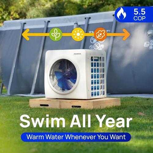 Vista 3 de AQUASTRONG Bomba de calor para piscina, calentador eléctrico para piscina sobre el suelo y en el suelo, calefacción y refrigeración para piscinas