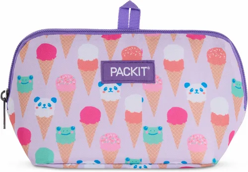 Vista 16 de PackIt Bolsa de aperitivos congelable, negra, fabricada con tecnología EcoFreeze plegable, reutilizable, cierre de cremallera que se bloquea en aire