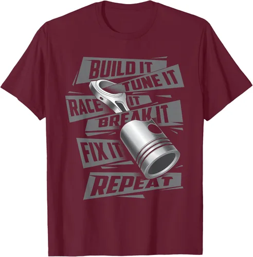 Vista 16 de Build It Tune It Race It Break It - Camiseta para entusiastas de los coches de carreras, talla S Negro