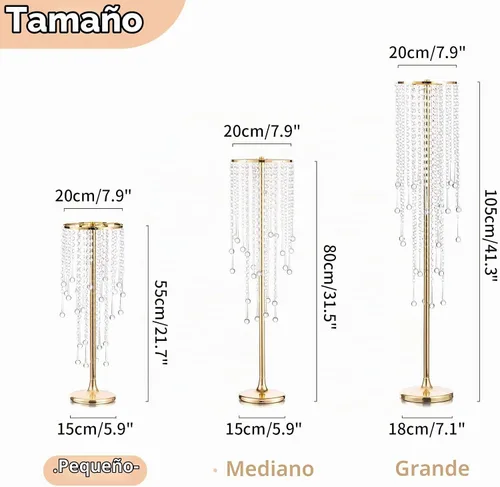 Vista 3 de NUPTIO Tall Gold Centerpiece for Table, Metal, 21.7", 2 Pcs Dorado