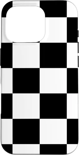 Vista 20 de Black and White Classic Checkered Big Checkerboard Pattern Case for iPhone 16