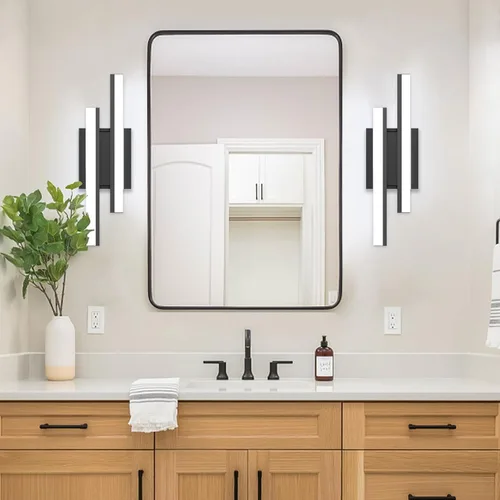 Vista 6 de Barra de luz LED para tocador de baño de 18 pulgadas, accesorio de iluminación sobre espejo de 18 W, 5000 K, barra de luz negra para tocador