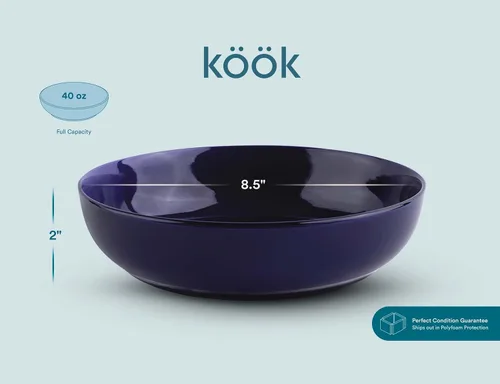 Vista 6 de KooK Tazón para pasta, ensaladeras, sopa, cuencos para servir, cerámica, gran capacidad, apto para microondas y lavavajillas, juego de 4, 40 onzas