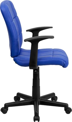 Vista 6 de Flash Furniture - Silla giratoria de respaldo medio de vinilo, acolchada, color negro