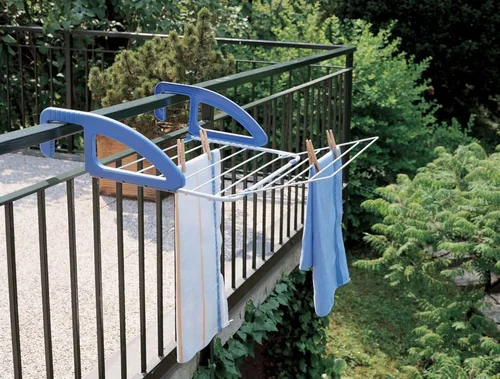 Vista 2 de Metaltex Bries - Aireador de lavandería con ala plegable, revestimiento epotherm, azul, blanco
