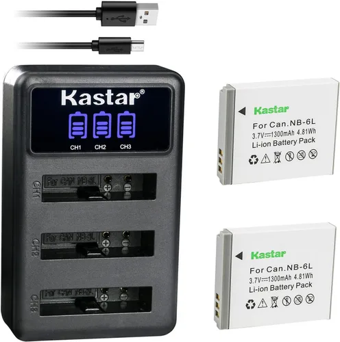 Vista 6 de Kastar Cargador de batería USB triple LCD compatible con Canon NB-6L NB-6LH, Canon PowerShot SX260 HS, PowerShot SX270 HS, PowerShot SX280 HS
