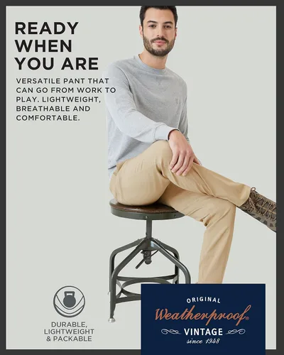 Vista 3 de Weatherproof Vintage Pantalones de excursión de ajuste regular para hombre, ultra elásticos, informales, con parte delantera plana