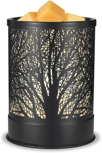 Vista 9 de Nawaza - Calentador de cera de metal 2 en 1, eléctrico, para velas aromáticas, derretido de cera y cubos de cera con luz LED, quemador de aceites