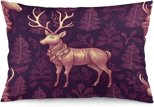 Vista 29 de Fundas de almohada decorativas de invierno, con bastones de caramelo, alce, Papá Noel, paseos en trineo, 12 x 20 pulgadas, con cremallera