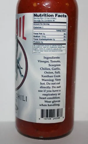 Vista 2 de Salsa picante Scorpion Cola roja Salsa de chile Trinidad Moruga