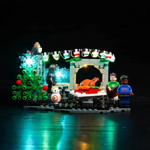 Vista 3 de BrickBling Kit de iluminación LED compatible con Lego Millennium Falcon Holiday Diorama, luces creativas compatibles con Lego 40658, solo luces, sin