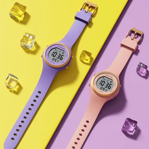 Vista 7 de GOLDEN HOUR Reloj de pulsera de silicona con cronógrafo digital impermeable para mujer