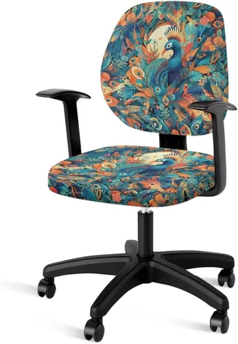 Vista 7 de Funda para silla de oficina de mármol azul, funda para silla de escritorio, sin brazos, fundas para sillas de computadora, 2 piezas, tela elástica