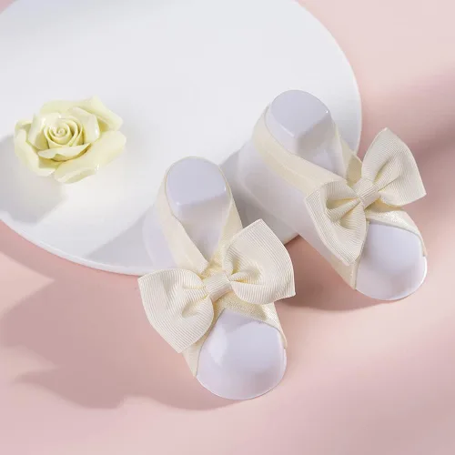 Vista 2 de Sandalias con Flor para Pies Descalzos de Niña Bebé para Recién Nacidos (0-3T)