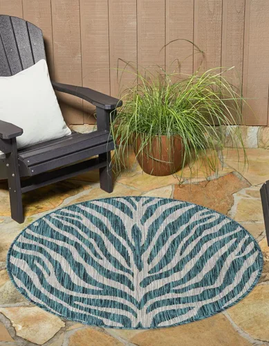 Vista 28 de Unique Loom Outdoor Safari Collection - Alfombra de área - Tsavo (2' x 3' 1", rectangular, azul/marfil)