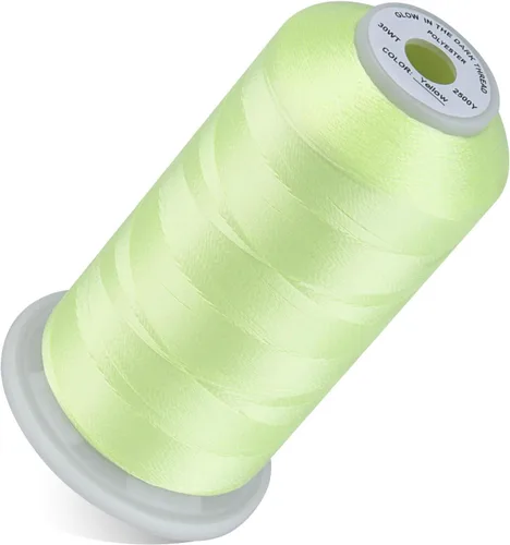 Vista 8 de Simthread Hilo que brilla en la oscuridad 30WT 2500 yardas blanco Emisión de luz azul para bordar y coser