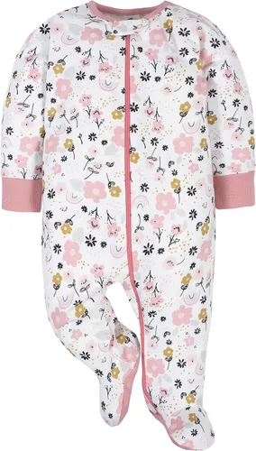 Vista 3 de Gerber Sleep 'N Play - Paquete de 4 enterizos con pies para niñas bebés