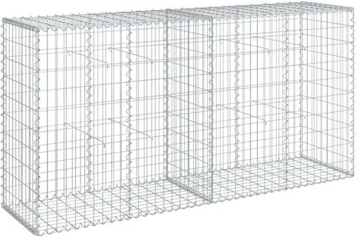 Vista 39 de vidaXL Cesta de gavión con tapa, 39.4 x 19.7 x 39.4 pulgadas, hierro galvanizado rectangular, resistente a la intemperie, montaje sin herramientas