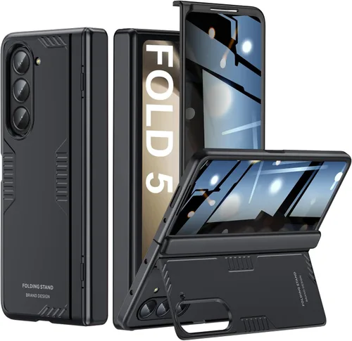 Vista 9 de Funda para Samsung Z-Fold-5: [Soporte oculto] [Carga inalámbrica] Funda delgada con protección de bisagra ligera con protector de pantalla - Funda