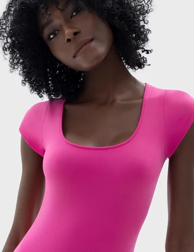 Vista 5 de PUMIEY Overol acampanado para mujer, cuello redondo, manga corta, ajustado, casual, colección Chill
