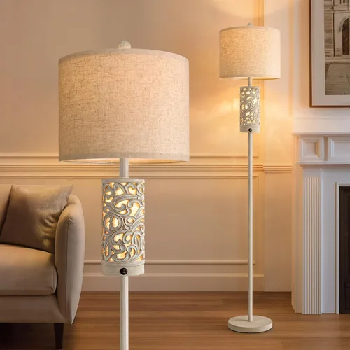 Vista 5 de OYEARS Lámpara de pie de 65 pulgadas con luz nocturna, lámpara de pie estilo granja para dormitorio, lámpara de pie alta para sala de estar, lámpara