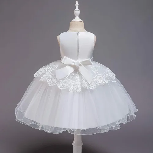Vista 7 de Vestido para niña de flores para desfiles, vestidos formales de fiesta, boda, bordado de flores 3D, vestido de fiesta de encaje de tul