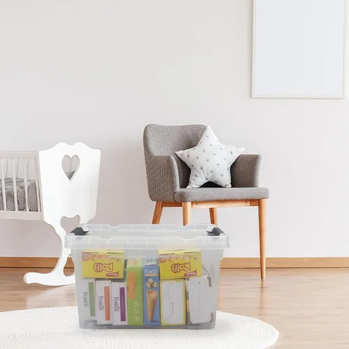 Vista 5 de Pekky Contenedor de plástico transparente de 22 cuartos de galón con tapa y rueda, 6 paquetes