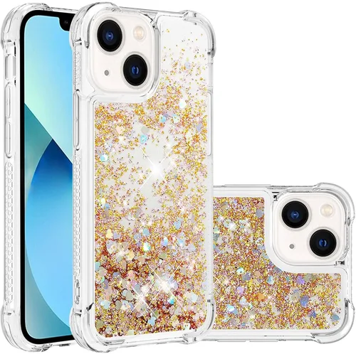 Vista 19 de LEMAXELERS Funda para iPhone 15 de 6.1 pulgadas, Bling Glitter Liquid Clear Case Flotante Arenas movedizas a prueba de golpes Funda protectora