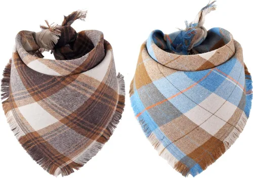 Vista 6 de Bandana de otoño para perro, otoño, Acción de Gracias, a cuadros, reversible, triangular, bufanda, accesorios para perros y mascotas