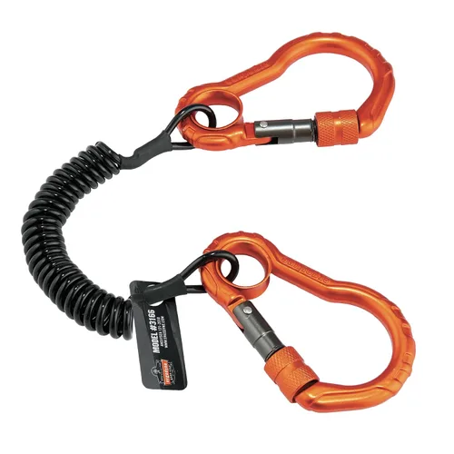 Vista 10 de Cordón para herramientas en espiral con extremo de bucle y mosquetón, capacidad de peso de la herramienta 2 libras, Ergodyne Squids 3156, negro