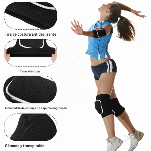 Vista 5 de Sosation Juego de 2 Coderas de Voleibol y Mangas para Rodilla y Brazo con Almohadilla de Protección, Accesorios Esenciales de Voleibol con Alta