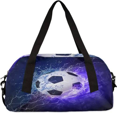 Vista 5 de Art Firey - Bolsa de deporte de fútbol para niños, bolsa de gimnasio deportiva para adolescentes y niñas, bolsa de mano para fines de semana, bolsa
