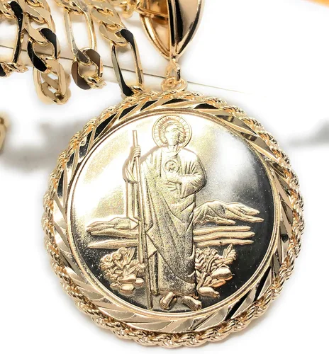 Vista 2 de Colgante San Judas Figaro 26 San Judas Tadeo Virgen Centenario Medalla Oro Laminado
