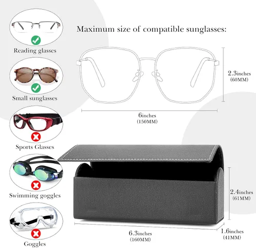 Vista 2 de Linkidea Hard Shell Sunglasses Case Compatible with Persol AviatorRectangle RayBan RectangularElliot SquareNew Wayfarer