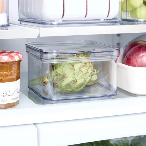 Vista 7 de iDesign Stackable Fridge Organizer Bins with Lids for Fresh Produce - Set of 6 - Clear